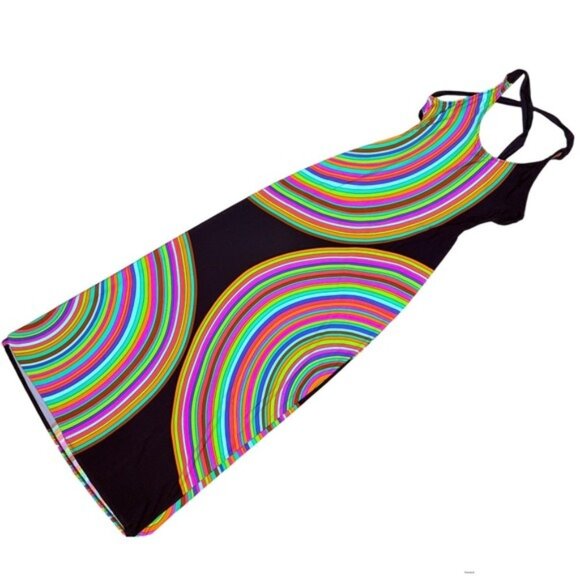 Nwt Trina Turk Sombrero Cross Back Long Swim Cover-Up Maxi Dress xs tropical - Picture 1 of 7